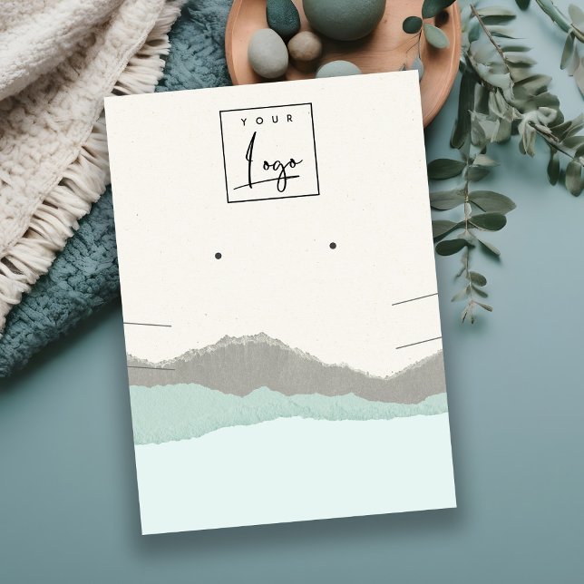 Tarjeta De Visita Pastel Aqua Kraft Mountain Wave Earring Necklal (Subido por el creador)