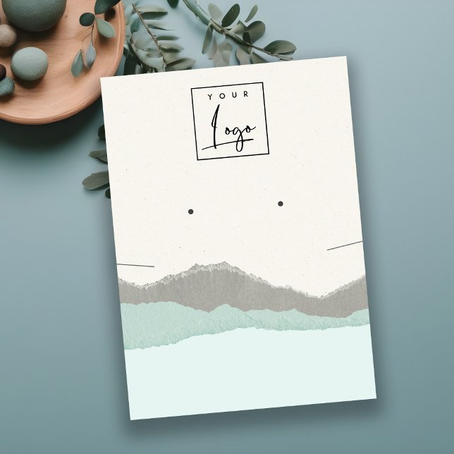 Tarjeta De Visita Pastel Aqua Kraft Mountain Wave Earring Necklal (Subido por el creador)