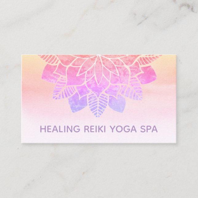 Tarjeta De Visita *~* Pastel Arcoiris Mandala Espiritual Yoga Reiki (Anverso)