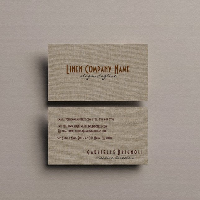 Tarjeta De Visita Pastel Beige Lino Natural Burlap Tejic Aspecto (Subido por el creador)