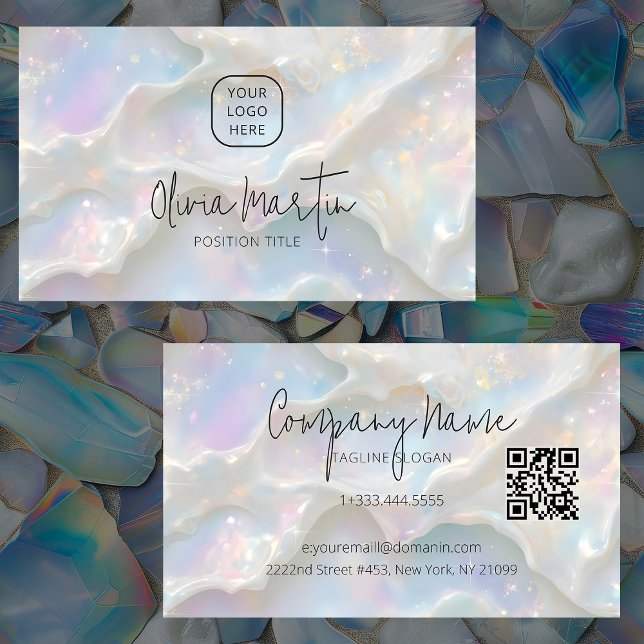 Tarjeta De Visita Pastel Blue Opal Aesthetic Background (Subido por el creador)