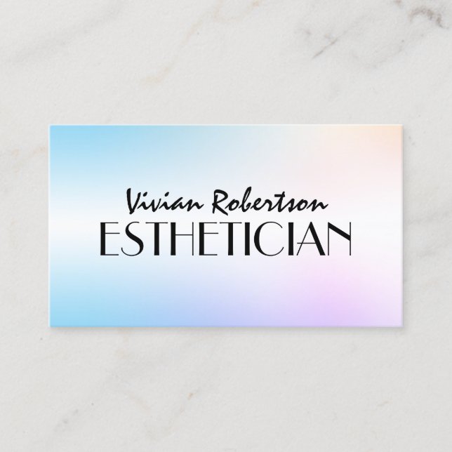 Tarjeta De Visita Pastel blue purple faux metallic esthetician  (Anverso)
