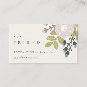 Tarjeta De Visita Pastel Boho Rubor Blue Green Floral Refiera A Un A