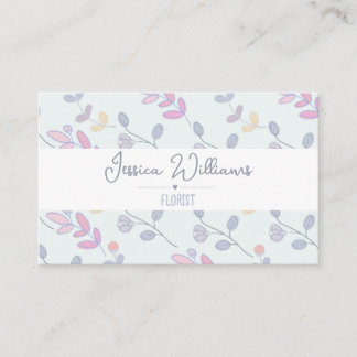 Tarjeta De Visita Pastel Botánico Cute Leaves Florisca