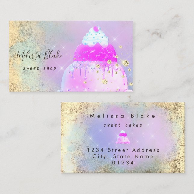 Tarjeta De Visita pastel colors cake logo (Anverso / Reverso)