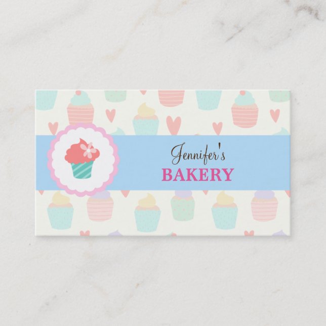 Tarjeta De Visita Pastel Cute Kawaii Panadería (Anverso)
