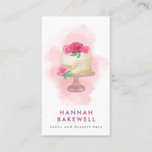 Tarjeta De Visita Pastel de acuarela rosa moderno y flores
