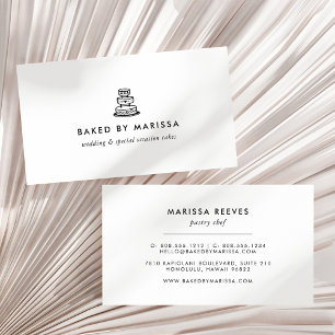 Tarjeta De Visita Pastel de Boda blanco y negro moderno