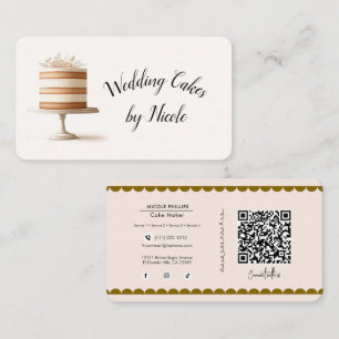 Tarjeta De Visita Pastel de Boda Conexión de Redes Sociales QR de Pa