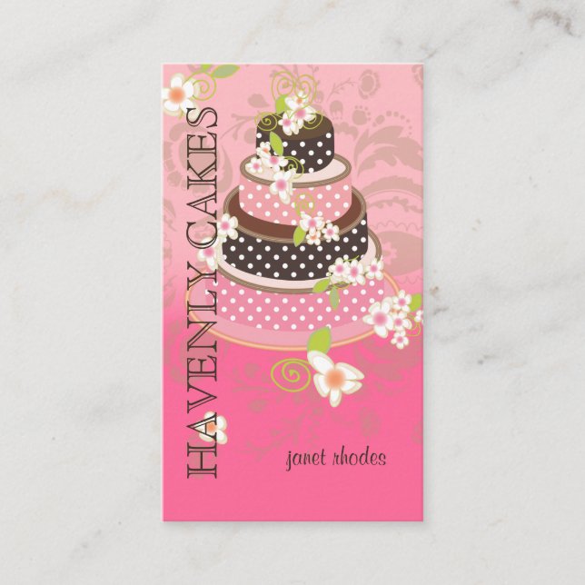 Tarjeta De Visita Pastel de Boda de chocolate y rosa PixDezines (Anverso)