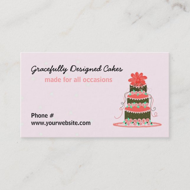 Tarjeta De Visita Pastel de Boda de diseño elegante (Anverso)