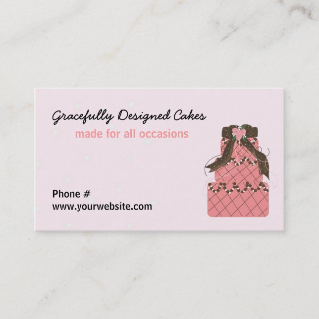Tarjeta De Visita Pastel de Boda de diseño elegante (Anverso)