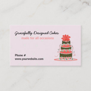 Tarjeta De Visita Pastel de Boda Diseñado con Elegancia