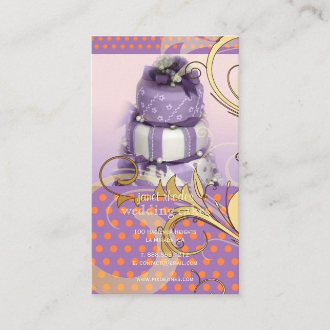 Tarjeta De Visita Pastel de Boda Lilac/Lavender/Panadería (Anverso)