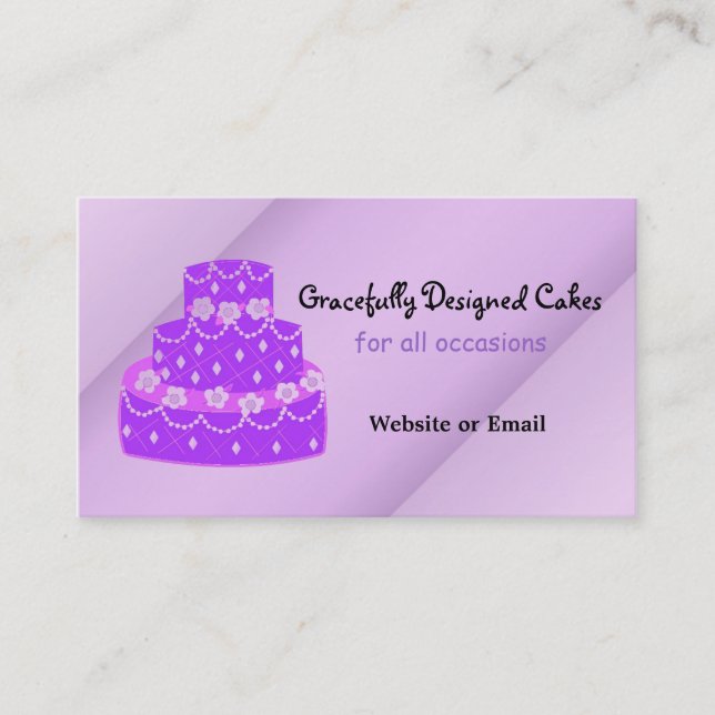 Tarjeta De Visita Pastel de Boda púrpura del diseñador (Anverso)