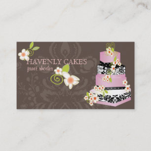 Tarjeta De Visita Pastel de bodas/panadería rosados de la pasta de