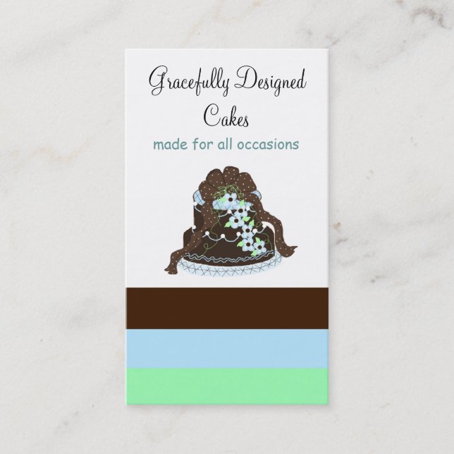 Tarjeta De Visita Pastel de chocolate y diseño azul (Anverso)