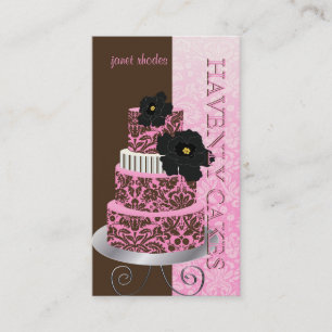 Tarjeta De Visita Pastel de damasco de chocolate rosa de PixDezines/