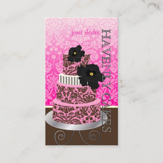 Tarjeta De Visita Pastel de damascos de chocolate rosado y pastelerí (Anverso)