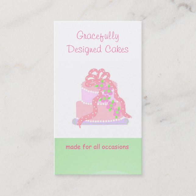 Tarjeta De Visita Pastel de diseño rosa y verde (Anverso)