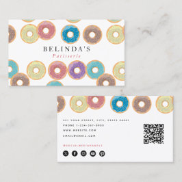 Tarjeta De Visita Pastel de Donuts y Sprinkles Pastry Chef Código QR