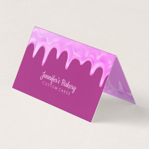 Tarjeta De Visita Pastel de Drips holográficos rosados Maquillaje de