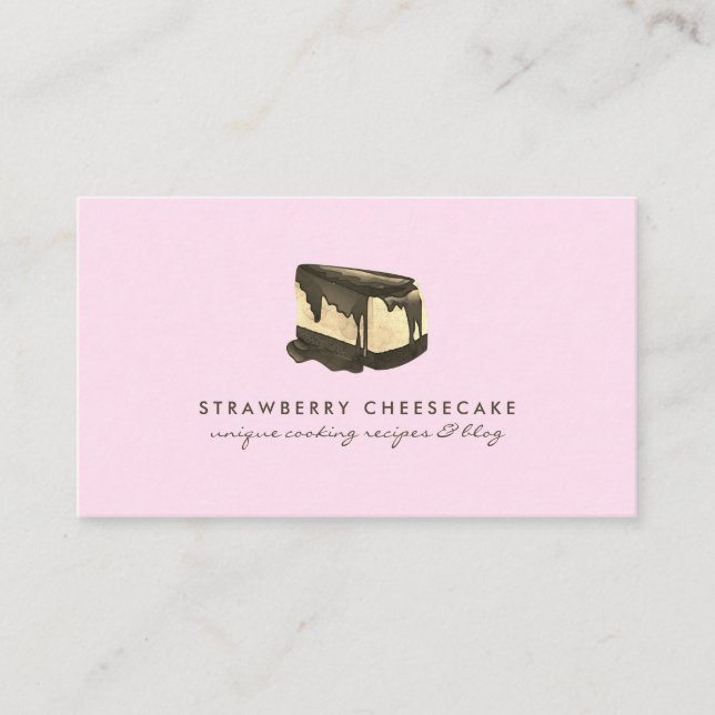 Tarjeta De Visita Pastel de fresa de queso de secado rosa (Anverso)