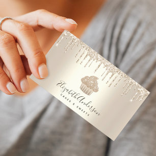 Tarjeta De Visita Pastel de moda Panadería Pastelería Chef Purpurina