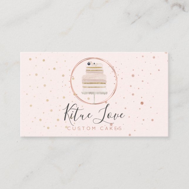 Tarjeta De Visita Pastel de panadería floral con marco (Anverso)