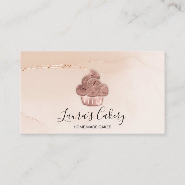 Tarjeta De Visita Pastel de panadería Pastel Rubor Rosa Gold (Anverso)