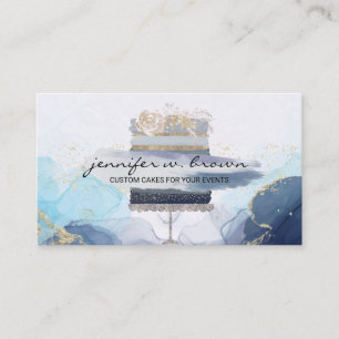 Tarjeta De Visita Pastel de panadería rústica Elegantes tonos azules