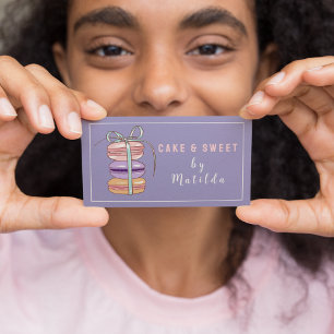 Tarjeta De Visita Pastel de panadería y dulces de Macaron