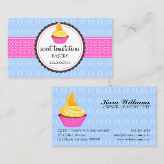 Tarjeta De Visita Pastel de pastelería azul y rosa
