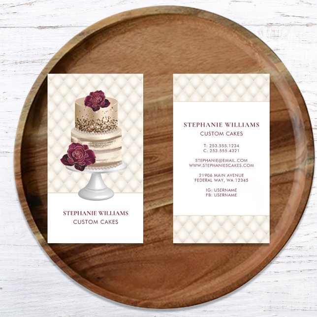 Tarjeta De Visita Pastel de pastelería Chef Personalizado Cake (Bakery Pastry Chef Custom Cake Business Card)