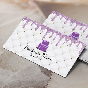 Tarjeta De Visita Pastel de pastelería Chef Purple Drip Icing Luxury