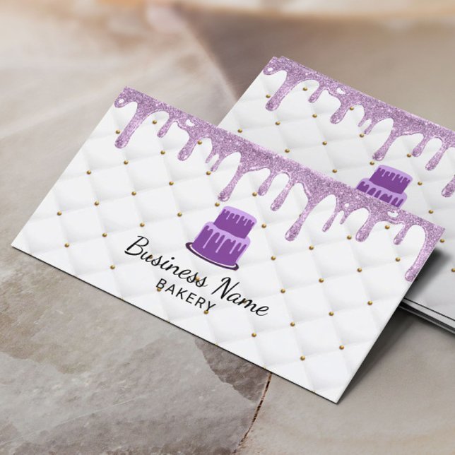 Tarjeta De Visita Pastel de pastelería Chef Purple Drip Icing Luxury (Subido por el creador)