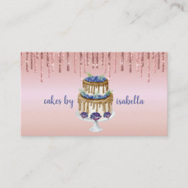 Tarjeta De Visita Pastel de pastelería Chef Purpurina Dris Rosa Oro