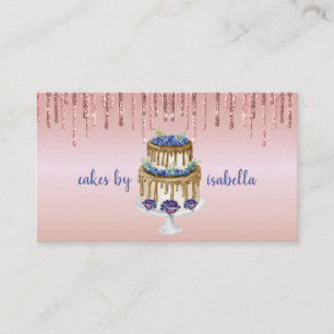 Tarjeta De Visita Pastel de pastelería Chef Purpurina Dris Rosa Oro