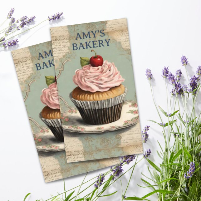 Tarjeta De Visita Pastel de pastelería de Baker Chef Pastel de paste (Vintage Baker Pastry Chef Cake Bakery Cupcake Business Card)