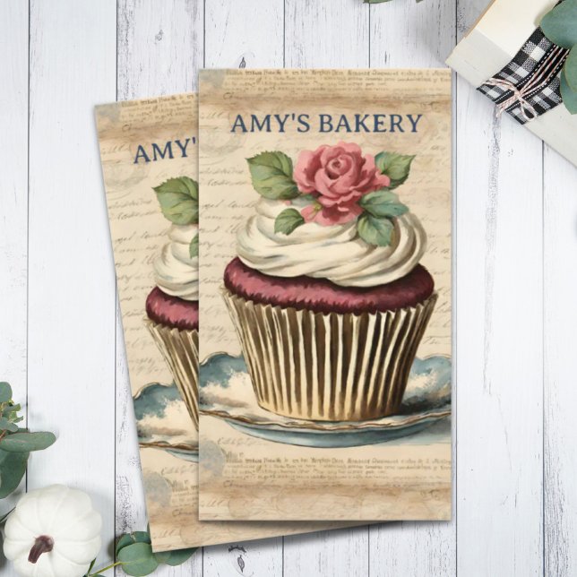 Tarjeta De Visita Pastel de pastelería de Baker Chef Pastel de paste (Vintage Baker Pastry Chef Cake Bakery Cupcake Business Card)