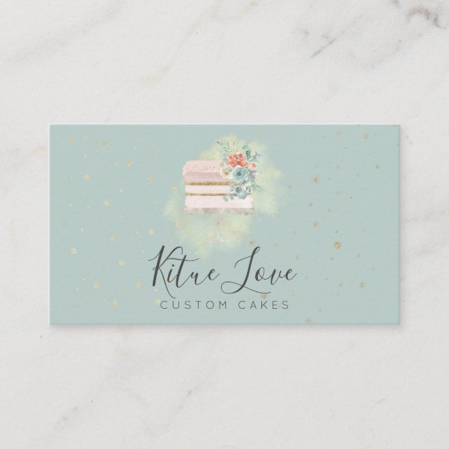 Tarjeta De Visita Pastel de pastelería de pastelería de Boda Rústico (Anverso)