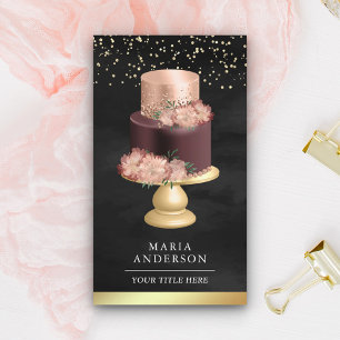 Tarjeta De Visita Pastel de pastelería floral rosa Chef Panadería de
