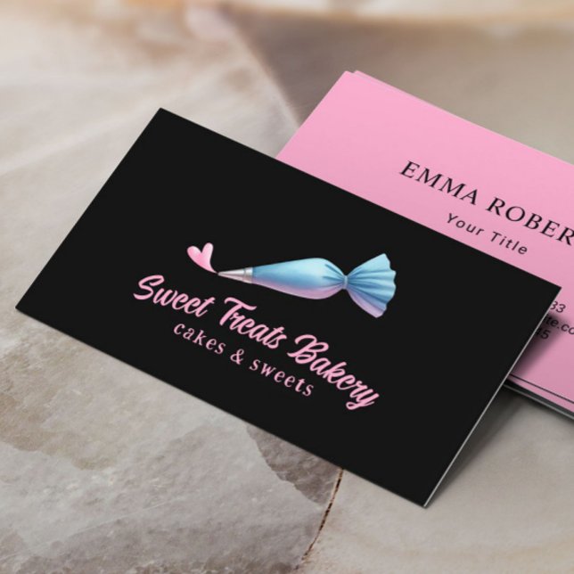 Tarjeta De Visita Pastel de pastelería Pastelería Chef Cute Piping B (Subido por el creador)