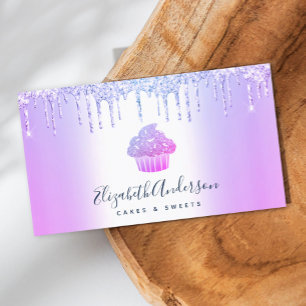 Tarjeta De Visita Pastel de pastelería Pastelería Chef Purpurinas Pú