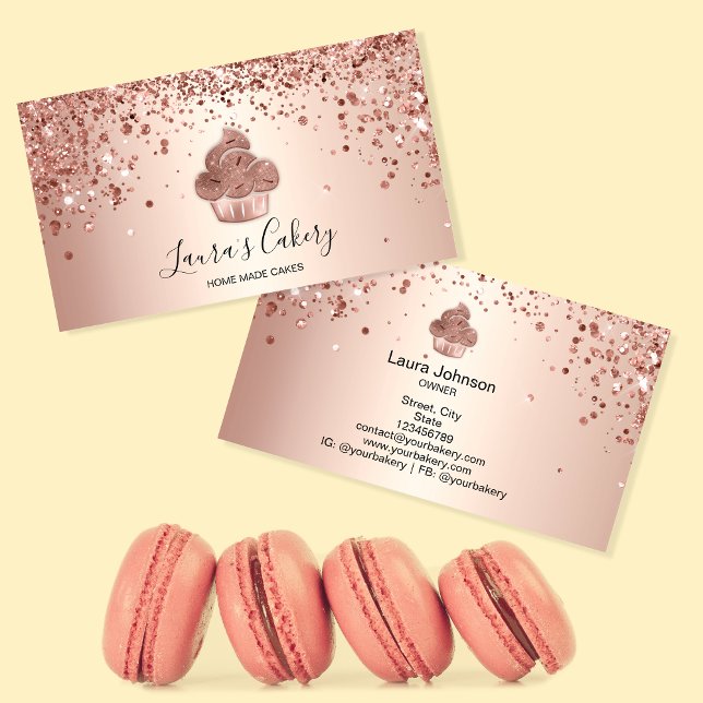 Tarjeta De Visita Pastel de pastelería Pastelería Purpurina Dris Ros (Subido por el creador)