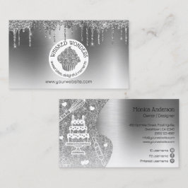Tarjeta De Visita Pastel de pastelería Purpurina Chef Dris Plata