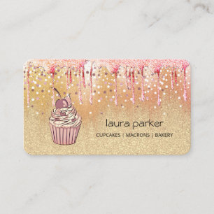 Tarjeta De Visita Pastel de pastelería Rosa Oro Perforación PInk