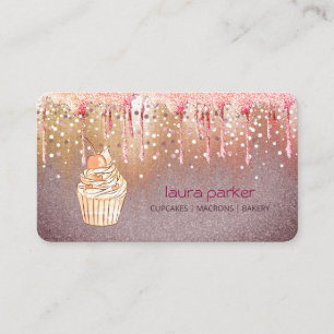 Tarjeta De Visita Pastel de pastelería Rosa Oro Perforación PInk