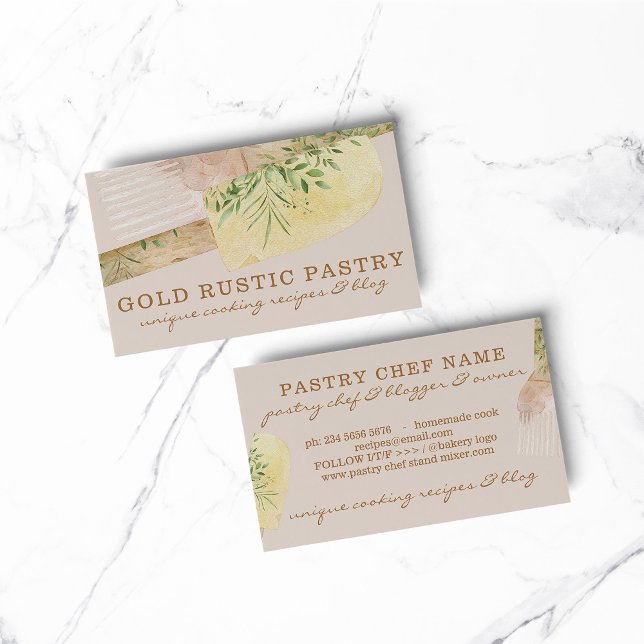 Tarjeta De Visita Pastel de pastelería rosada Beige Pastel de café p (bakery business  chef)