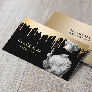 Tarjeta De Visita Pastel de pastelería y Whisk Panadería de Oro Mode